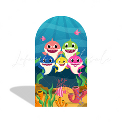 Toile de fond pour arche Joyeux Anniversaire thème Baby Shark