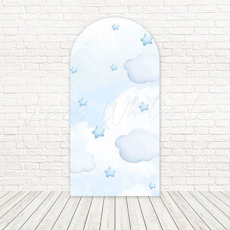 Toile de fond pour arche doux nuage bleu Baby Shower pour décor fête mignon