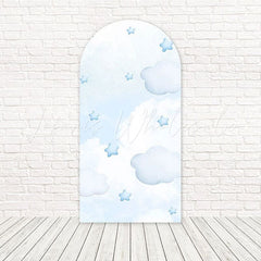 Toile de fond pour arche doux nuage bleu Baby Shower pour décor fête mignon