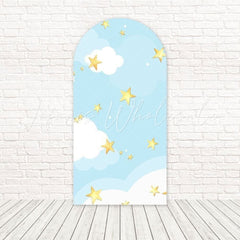 Toile de fond pour arche bleu rose Baby Shower pour célébration bienvenue douce