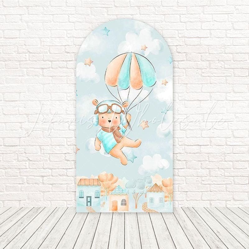 Toile de fond pour arche fun ludique ours ballon pour célébration enfants