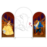 Toile de fond pour arche fête anniversaire La Belle et la Bête