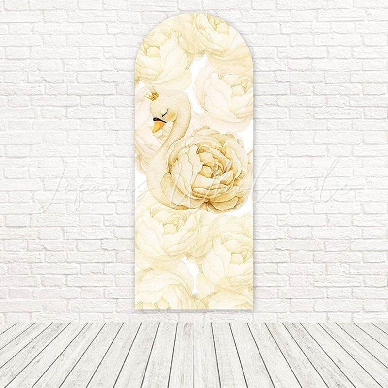 Toile de fond pour arche décor célébration gracieux élégant cygne rose beige