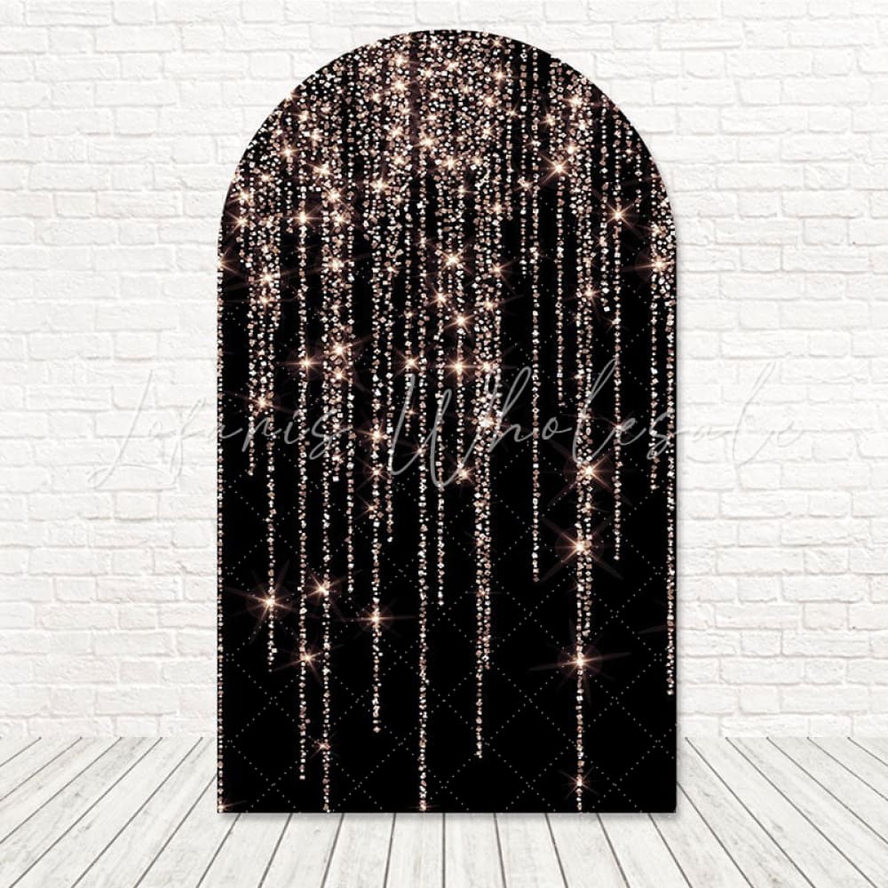 Toile de fond pour arche paillettes noir et or étincelle luxe pour ensemble fête chic