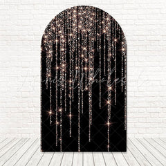 Toile de fond pour arche paillettes noir et or étincelle luxe pour ensemble fête chic
