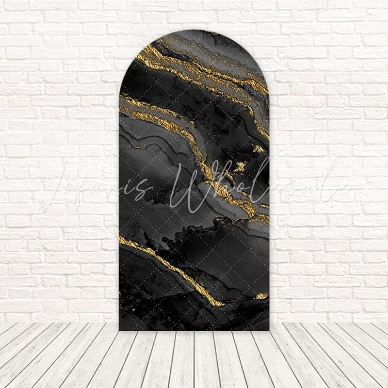 Toile de fond pour arche marbre noir et or pour thèmes fête élégante et luxe