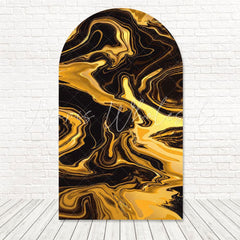 Toile de fond pour arche marbre noir et or éclat luxe pour fête classe