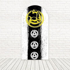 Toile de fond pour arche dynamique gym jaune noir pour sports et fitness