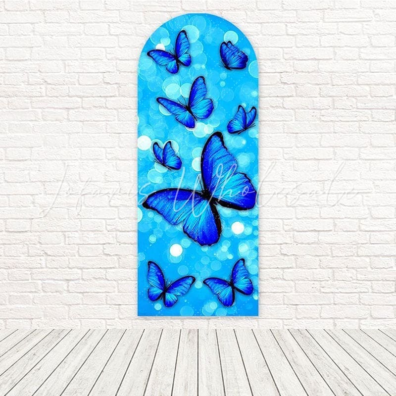 Toile de fond pour arche élégant papillons bleus pour célébrations délicates