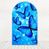 Toile de fond pour arche papillons bleus vol doux pour fête jardin