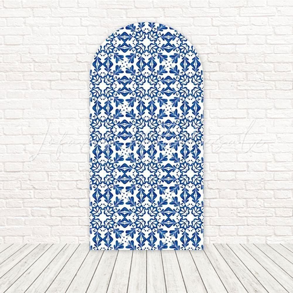 Toile de fond pour arche douche cuisine florale bleue pour fête cuisine rustique