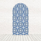 Toile de fond pour arche douche cuisine florale bleue pour fête cuisine rustique