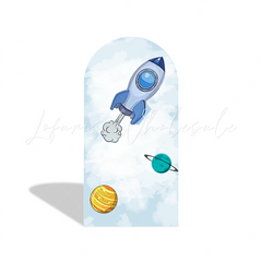 Toile de fond pour arche dessin animé astronaute espace galaxie bleu pour fête anniversaire Baby Shower