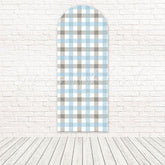 Toile de fond pour arche événement stylé moderne motif damier gris bleu