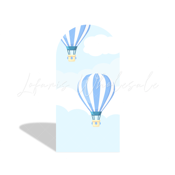 Toile de fond pour arche montgolfière bleue pour fête anniversaire Baby Shower