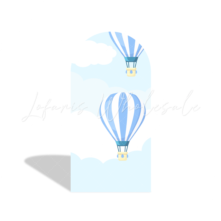Toile de fond pour arche montgolfière bleue pour fête anniversaire Baby Shower