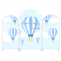 Toile de fond pour arche montgolfière bleue pour fête anniversaire Baby Shower