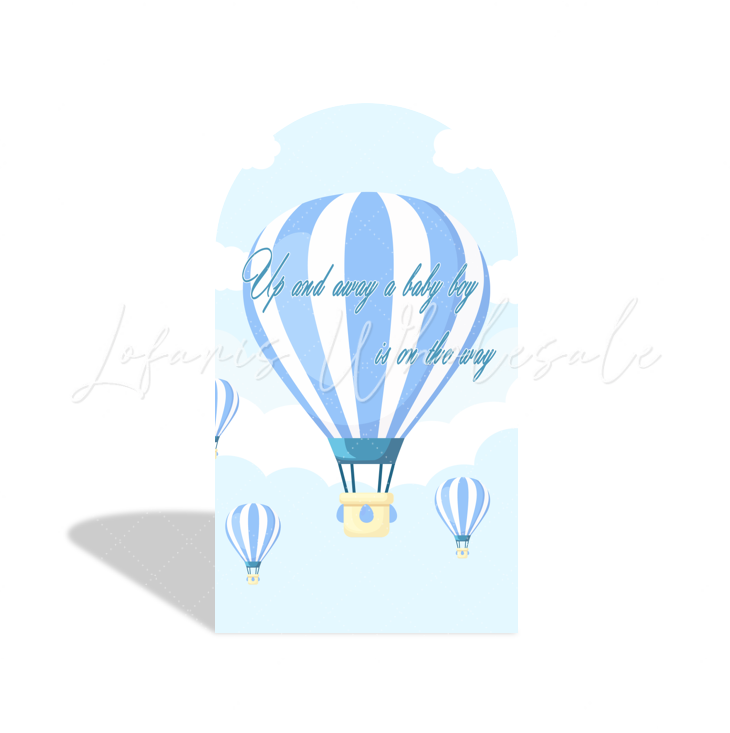 Toile de fond pour arche montgolfière bleue pour fête anniversaire Baby Shower