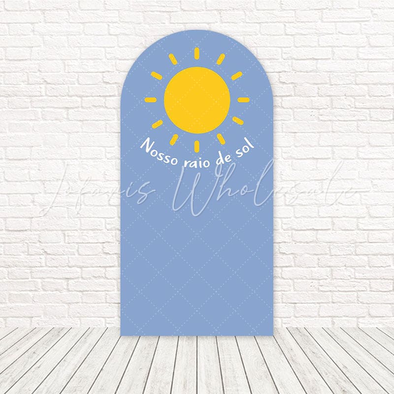 Toile de fond pour arche Notre rayon de soleil bleu pour célébrations lumineuses et joyeuses