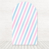 Toile de fond pour arche révélation genre rayures bleu rose pour fête festive