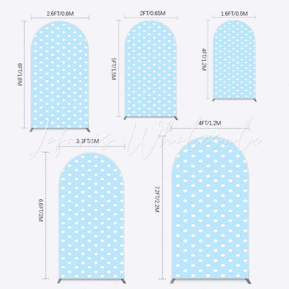 Toile de fond pour arche à pois bleus pour thème Baby Shower
