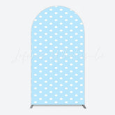 Toile de fond pour arche à pois bleus pour thème Baby Shower