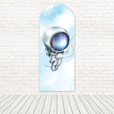 Toile de fond pour arche astronaute blanc bleu pour décorations fête cosmique