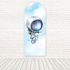 Toile de fond pour arche astronaute blanc bleu pour décorations fête cosmique