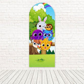 Toile de fond pour arche arbres fun dessin animé forêt Bolofofo pour fête ludique
