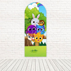 Toile de fond pour arche arbres fun dessin animé forêt Bolofofo pour fête ludique