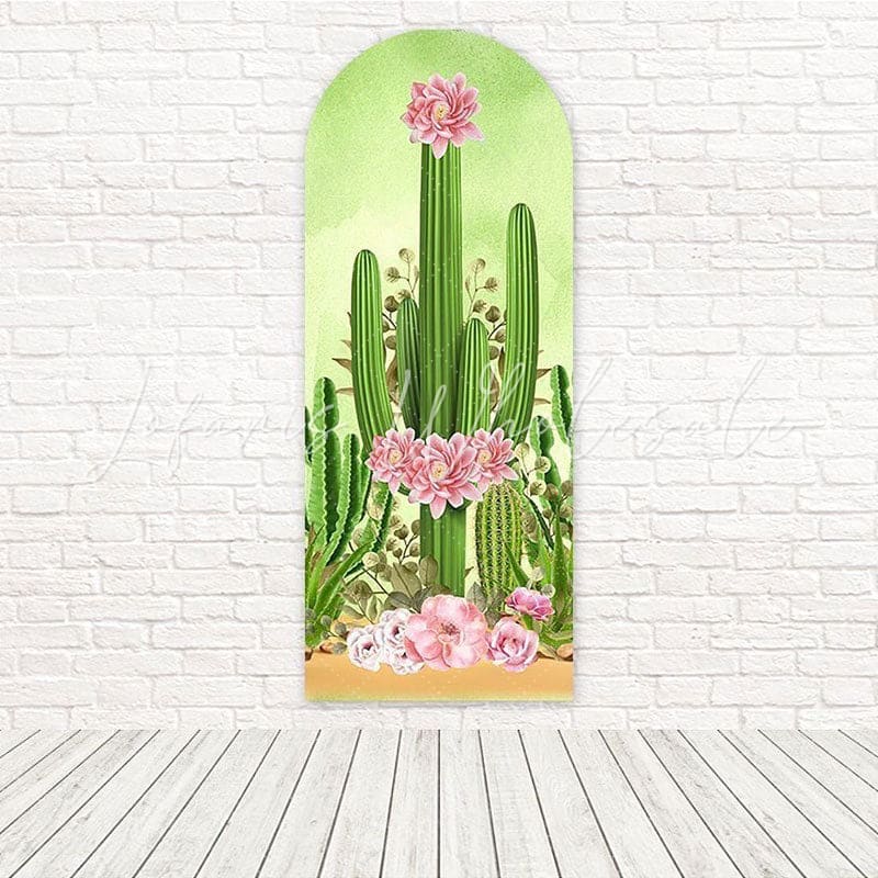 Toile de fond pour arche verdure floraison désert floral cactus pour thème jardin boho