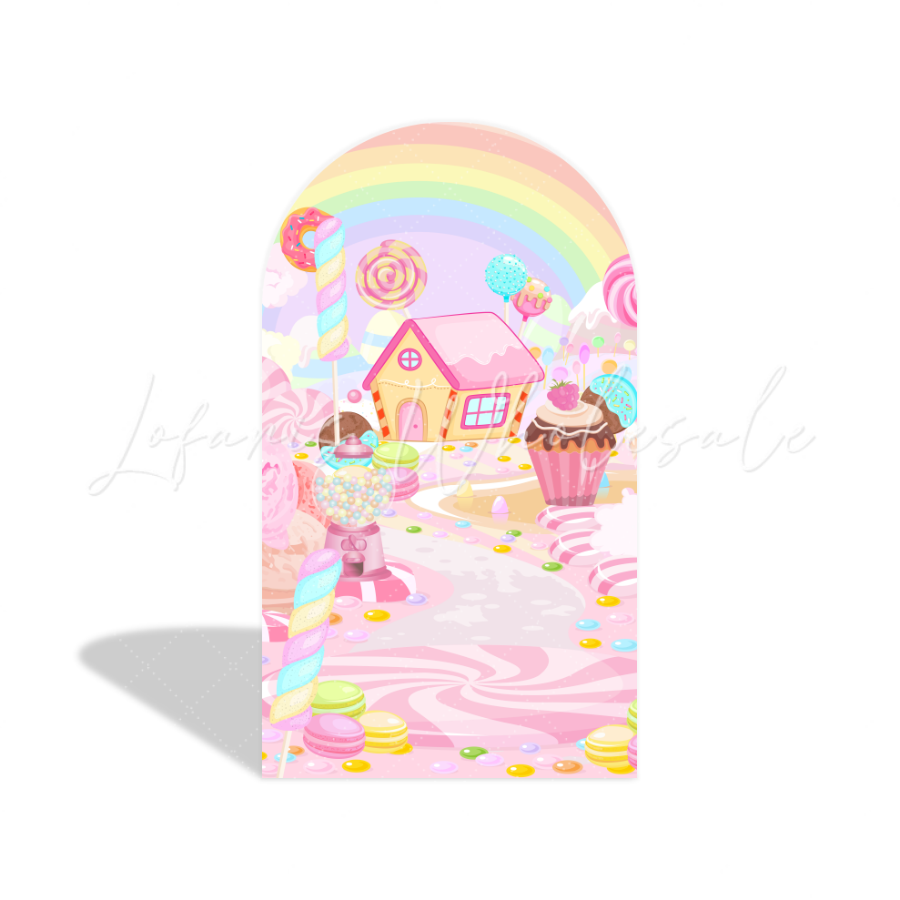 Toile de fond pour arche fête anniversaire Baby Shower beignet bonbon