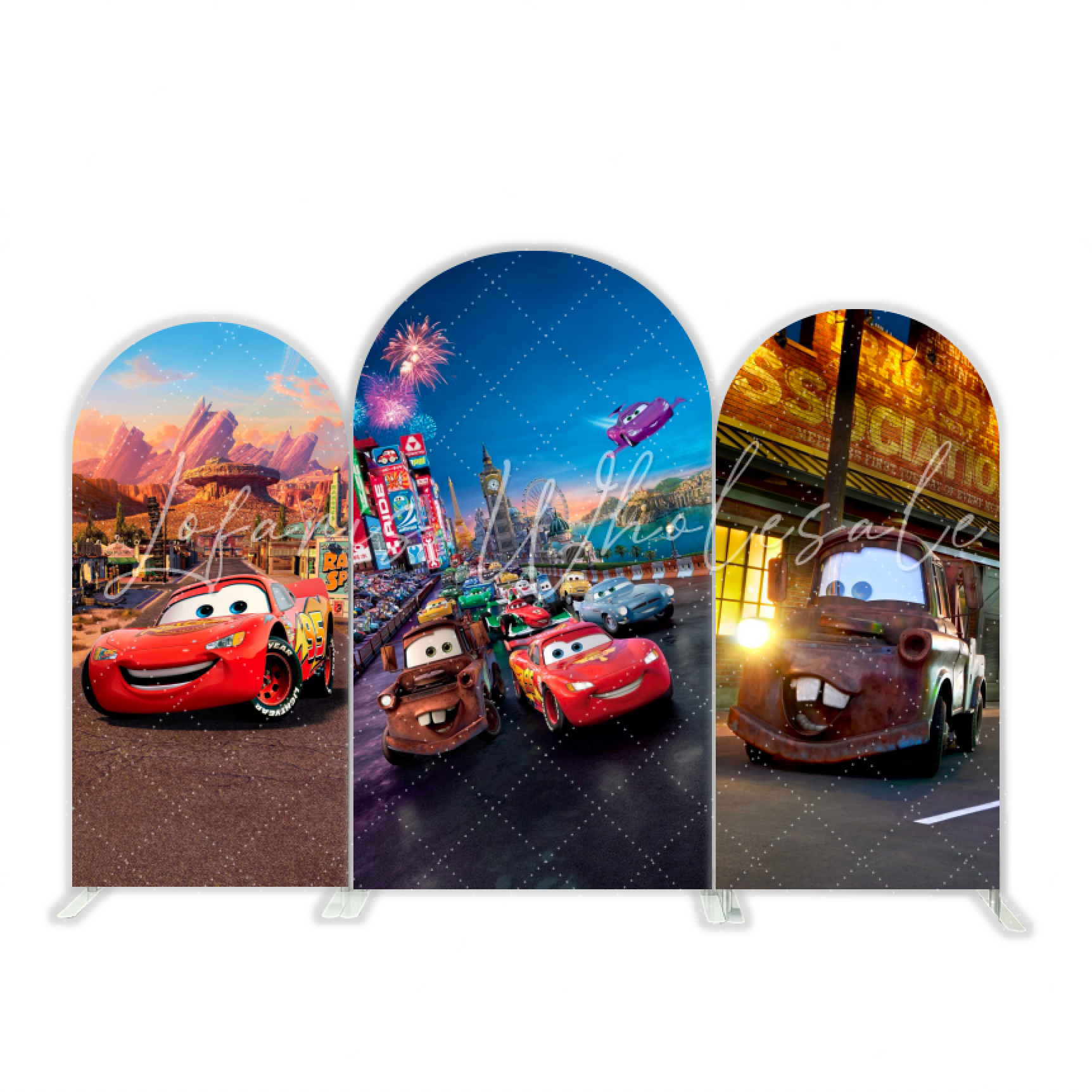 Toile de fond pour arche Joyeux Anniversaire thème Cars Flash McQueen