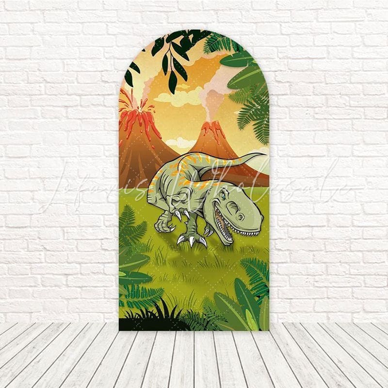 Toile de fond pour arche ludique dinosaures dessin animé pour célébrations enfants