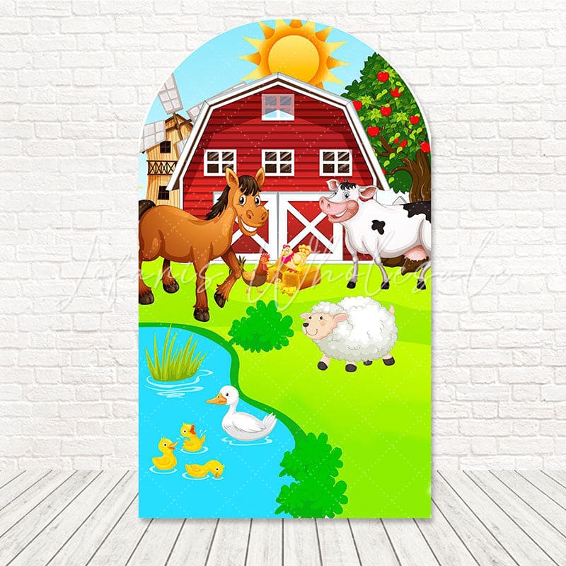 Toile de fond pour arche dessin animé petite ferme pour événements enfants fun et ludiques