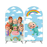 Toile de fond pour arche double face anniversaire pastèque dessin animé