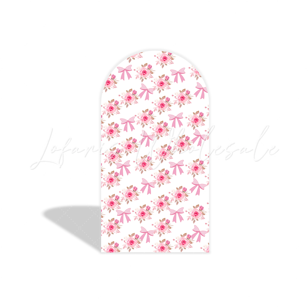 Toile de fond pour arche fête anniversaire fleur flore rose baptême