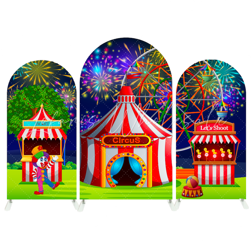 Toile de fond pour arche fête anniversaire Baby Shower Cirque