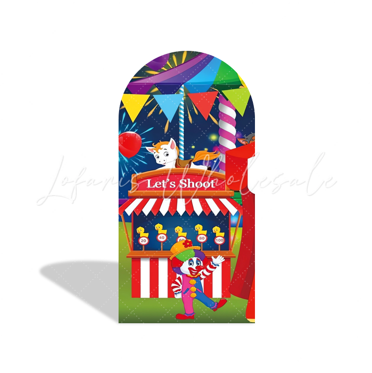 Toile de fond pour arche fond fête anniversaire Baby Shower Cirque