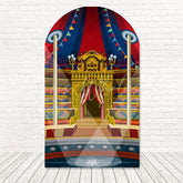 Toile de fond pour arche style rouge classique chapiteau cirque pour fête grand chapiteau