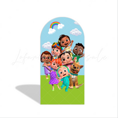 Toile de fond pour arche Joyeux Anniversaire thème Cocomelon