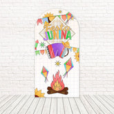 Toile de fond pour arche thème drapeaux colorés Festa Junina pour décor rustique