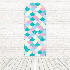 Toile de fond pour arche événement ludique fun design fantaisie écailles colorées