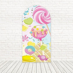 Toile de fond pour arche friandise sucrée confiserie pour célébration thème bonbons