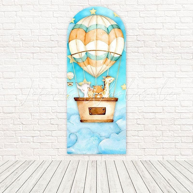 Toile de fond pour arche sourire vol fun ballon animaux mignons pour fête joyeuse