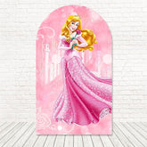 Toile de fond pour arche La Belle au Bois Dormant Disney rose pour thèmes événement conte de fées