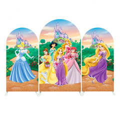 Toile de fond pour arche fond fête anniversaire Princesses Disney