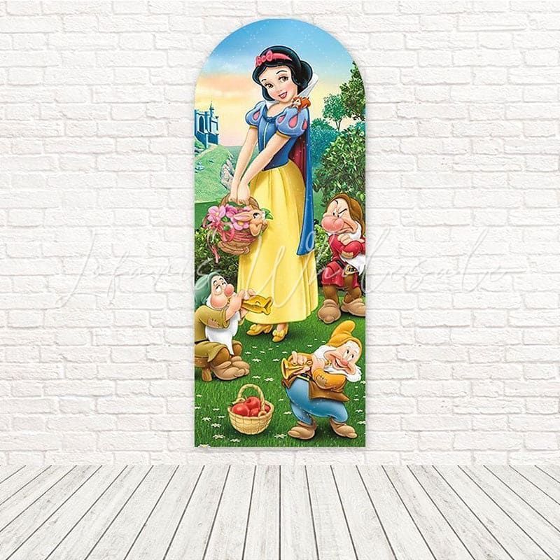 Toile de fond pour arche charme Blanche-Neige Disney sept nains pour histoire princesse