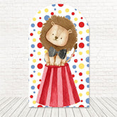 Toile de fond pour arche lion cirque à pois pour célébrations cirque fun et colorées