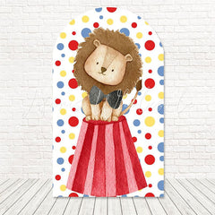 Toile de fond pour arche lion cirque à pois pour célébrations cirque fun et colorées